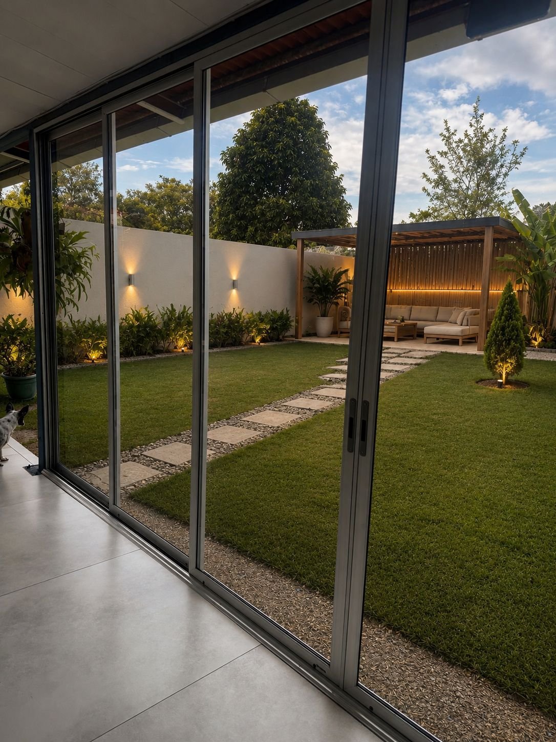 Patio moderno con puertas corredizas Akari 8040