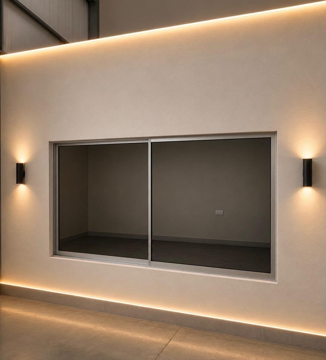 Puertas corredizas de vidrio con iluminación LED